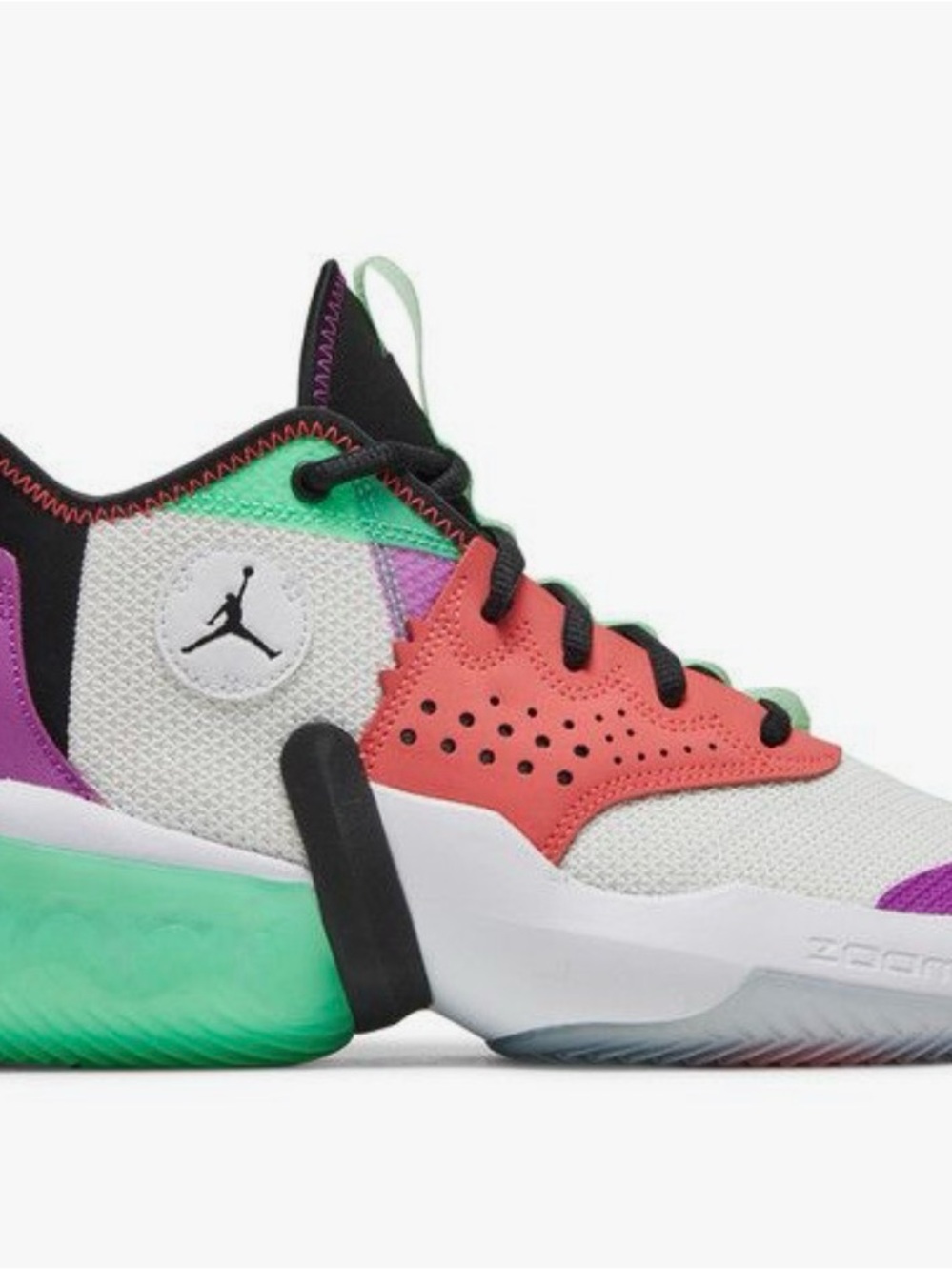 Jordan Low-Top Sneaker in White, Coral, Mint & Purple